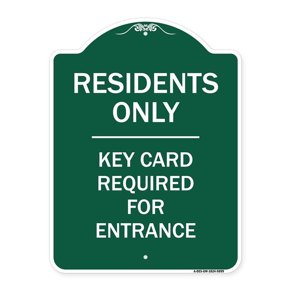 Signmission Residence-only-key Card Heavy-Gauge Aluminum Architectural Sign, 24" x 18", GW-1824-9899 A-DES-GW-1824-9899 - main